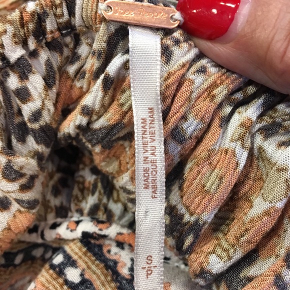 Free People orange paisley Boho Tunic top - Picture 6 of 8